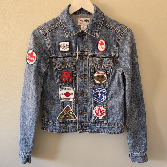 Hudson’S Bay Jackets & Blazers - Hudson's Bay Company XS Vintage Y2K Olympics Patchwork Collectible Jean Jacket
